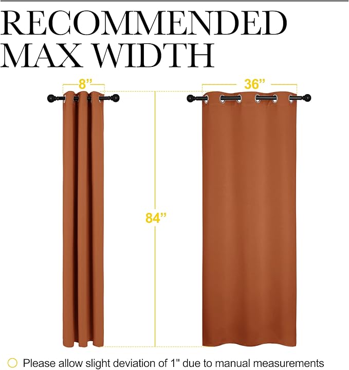 NICETOWN Nursery Essential Thermal Insulated Solid Grommet Top Blackout Curtains/Drapes for Halloween Decorations (1 Pair, 42 x 84 inches in Burnt Orange)