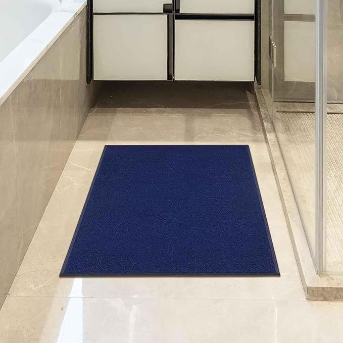 Machine Washable Modern Solid Design Non-Slip Rubberback 2x3 Traditional Area Rug for Entryway, Bedroom, Kitchen, Bathroom, 2'3" x 3', Navy