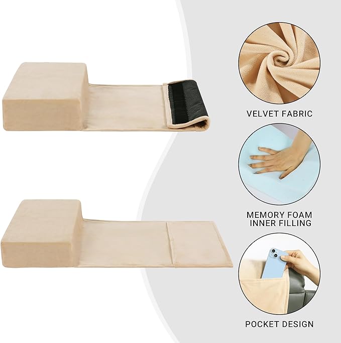 MABOZOO Head Pillow for Recliner Chair with Pocket,Headrest Cushion for Neck Pain Relief and Cervical Support,Recliner Head Pillow for Travel Home Recliner Sofa Armchair(Khaki)