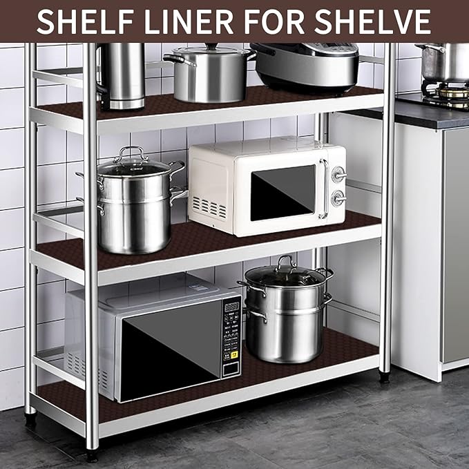 HooTown Shelf Liner Kitchen Cabinet Drawer Mats 11.8 Inch Wide x 13 Feet Long, Non Adhesive EVA Plastic Washable Waterproof Protective Pad for Pantry Closet, Cupboard,Coffee