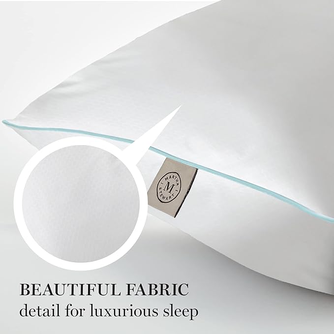 MARTHA STEWART SmartChill All Season 2 Piece Bed Pillow Set, 220 TC, Down-Alternative, Standard/Queen