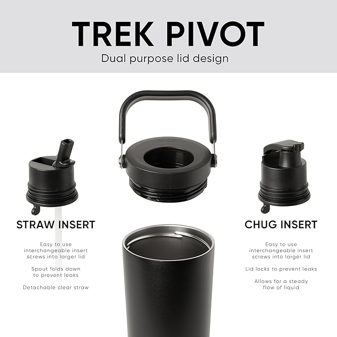 Simple Modern Trek Pivot | 30oz Flip Straw Tumbler with Handle | Water Bottle & Boot | Interchangeable Straw & Chug Lids | Insulated Stainless Steel Jug | Gym Sports Outdoors | Ice Gray