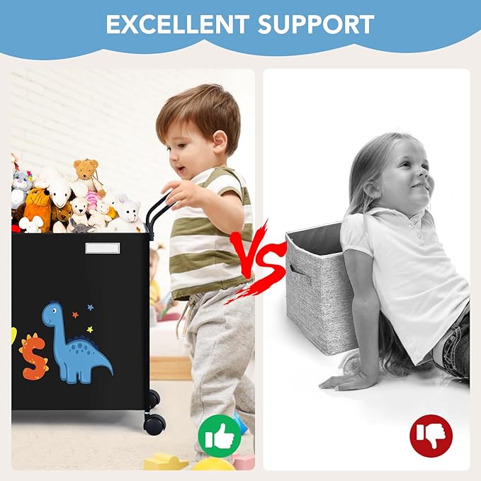 Toy Box Toy Storage - 72L Kids Toy Organizer with Wheels Toy Chest Bins with Lids, Toy Boxes for Girls Boys,Toddlers, Stuffed Animals, Living Room (Black)