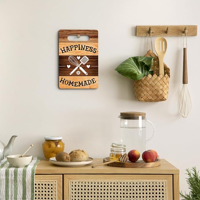 Happiness Is Homemade Cutting Board Gifts, Wood Cutting Boards for Kitchen, House Warming Gifts New Home, Kitchen Wall Art, Christmas Birthday Gifts for Women Mom Grandma 8 x 12 Inch