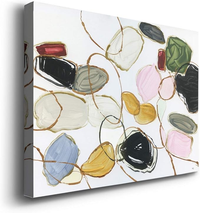 Renditions Gallery Canvas Wall Art Modern Paintings Decorations Colorful Brushstroke Jewels Abstract Watercolor Wall Hanging Artwork Prints for Bedroom Office Kitchen - 18"x27" LT33