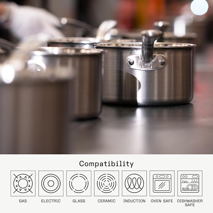 Made In Cookware - 7 Piece Non Stick Pot and Pan Set (Graphite) - 5 Ply Stainless Clad - Includes Stock Pot, Saute Pan, Saucepan, and Frying Pan - Professional Cookware - Crafted in Italy