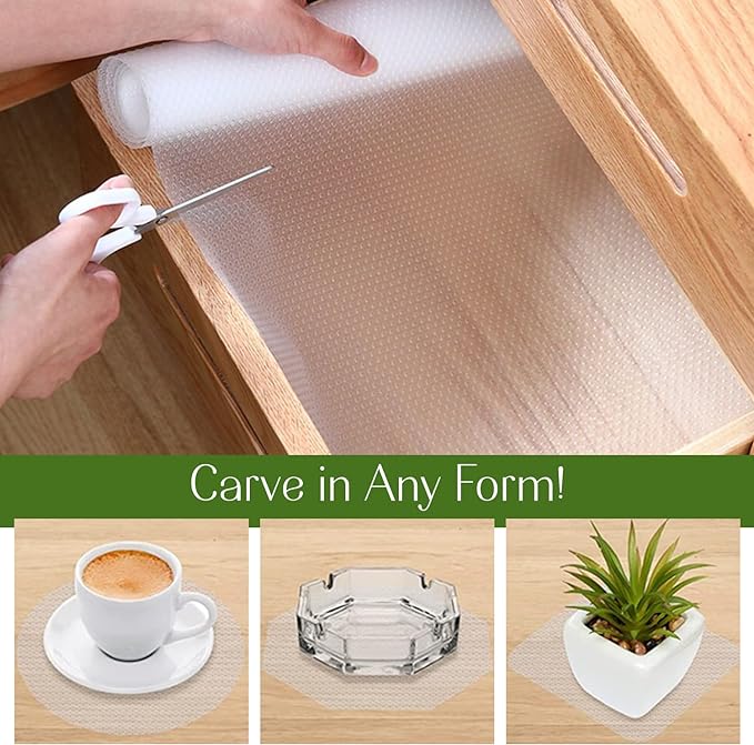 EVALAND 23.6 INCHES x 20 FEET (240 Inches) Non-Slip Shelf Liner, Original Smooth Shelf Liner, EVA Kitchen Liner, Non-Adhesive Liner, Stain-Proof Shelf, Drawer, Cabinet Liner