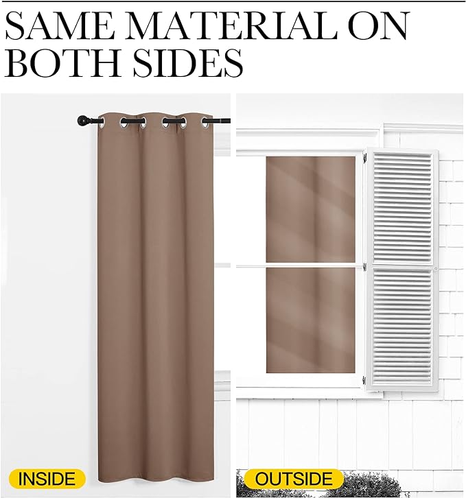NICETOWN Bedroom Blackout Curtains and Drapes - Window Treatment Thermal Insulated Solid Grommet Blackout Draperies for Bedroom (Set of 2 Panels, 55 by 90 Inch, Cappuccino)
