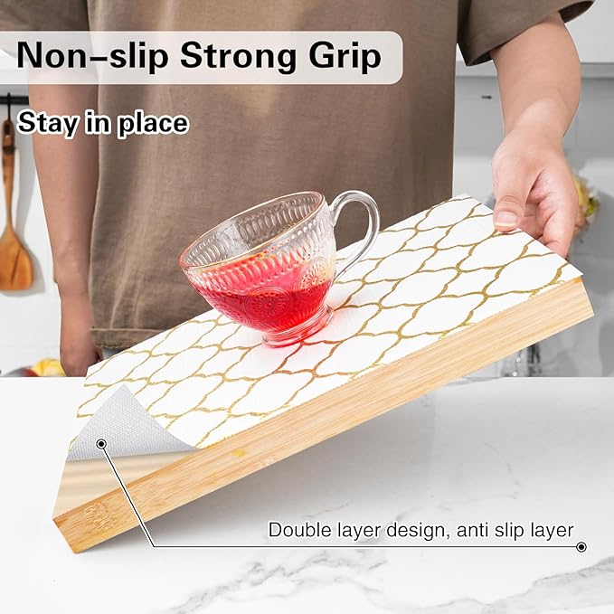 Shelf and Drawer Liner for Kitchen Cabinet-12 in x 10 FT Non-Adhesive Cabinet Liners for Shelves Non-Slip Waterproof Kitchen Drawer Liners Contact Paper Shelf Paper with Knife and Tape Measure