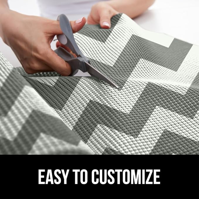 Gorilla Grip powerGRIP Drawer Shelf and Cabinet Liner, Thick Strong Hold, Non-Adhesive Liners Protect Kitchen Cabinets and Cupboard, Bathroom Drawers, Easy Install, Breathable Mat, 20" x30', Chevron