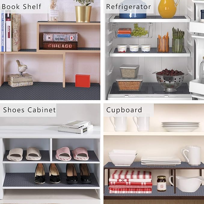 HooTown Shelf Liner Kitchen Cabinet Drawer Mats 23.6 Inch Wide x 78.7 Inch Long, Non Slip EVA Plastic Water Resistant Pad for Bathroom Drawers,Shoe Shelves, Under Sink, Gray