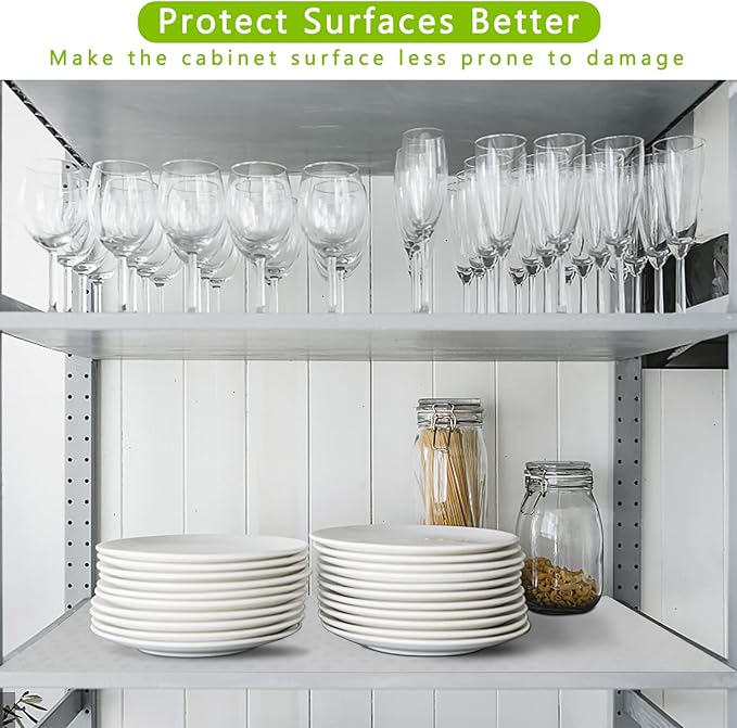 HooTown Shelf Liner Kitchen Cabinet Drawer Mats 11.8 Inch Wide x 236.2 inch Long, Non Adhesive EVA Plastic Washable Waterproof Protective Pad for Pantry Closet, Cupboard, White
