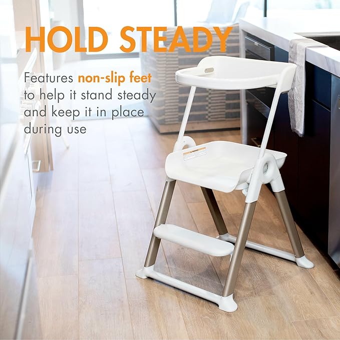 Boon Pivot Toddler Tower - Folding Toddler Step Stool - Montessori Kitchen Stool for Learning and Cooking - 21.75 L x 22.75 W x 34.75 H - Ages 18 Months to 4 Years