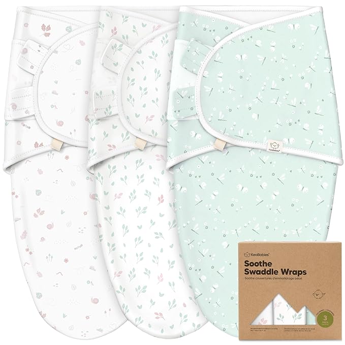 3-Pack Organic Baby Swaddle Sleep Sacks - Newborn Swaddle Sack, Ergonomic Baby Swaddles 0-3 Months, Swaddles for Newborns, Baby Sleep Sack, Baby Swaddle Blanket Wrap, Baby Essentials (Garden)