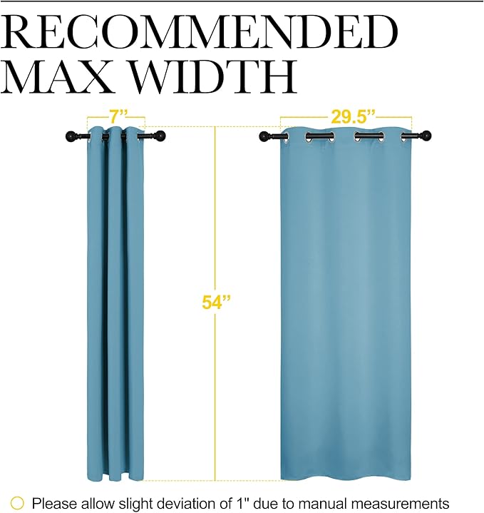 NICETOWN Blackout Draperies Curtains for Kids Room, Window Treatment Thermal Insulated Grommet Blackout Drape Panels for Bedroom (Teal Blue, Set of 2, 34 by 54 inches)