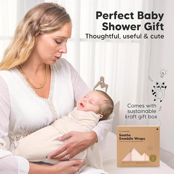 3-Pack Organic Baby Swaddle Sleep Sacks - Newborn Swaddle Sack, Ergonomic Baby Swaddles 0-3 Months, Swaddles for Newborns, Baby Sleep Sack, Baby Swaddle Blanket Wrap,Baby Essentials(Angelic)