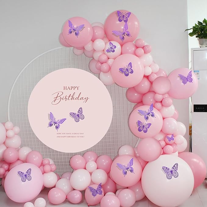 SAOROPEB 3D Butterfly Wall Decor 48 Pcs 4 Styles 3 Sizes, Purple Butterfly Decorations for Birthday Decorations Butterfly Party Decorations Cake Decorations, Removable Stickers (Purple)