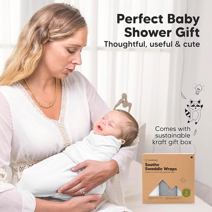 KeaBabies 3-Pack Organic Baby Swaddle Sleep Sacks - Newborn Swaddle Sack, Ergonomic Baby Swaddles 0-3 Months,Swaddles for Newborns,Baby Sleep Sack,Baby Swaddle Blanket Wrap,Baby Essentials(Cloud)