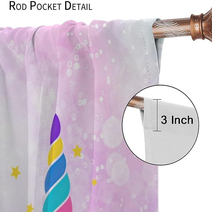 Kids Unicorn Curtains Kids Girls Boys Rainbow Unicorn Pattern Blackout Curtains Bedroom Curtains 42x45 Inches 2 Panels
