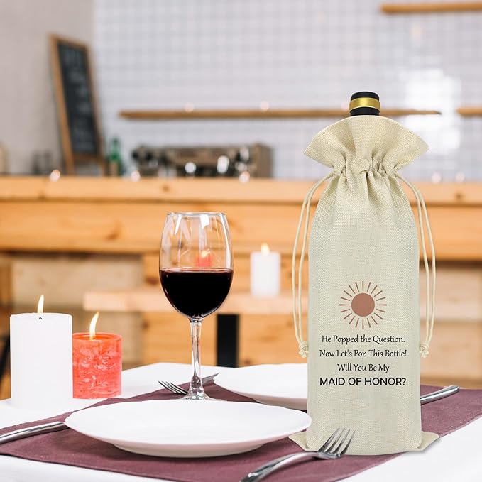 Maid of Honor Proposal Gifts Bridesmaid Gift from Bride Engagement Wine Bag Gift for Women Wedding Day Bridal Party Bachelorette Gifts for Bridesmaids Matron of Honor Friend Sister Wine Bottle Bag