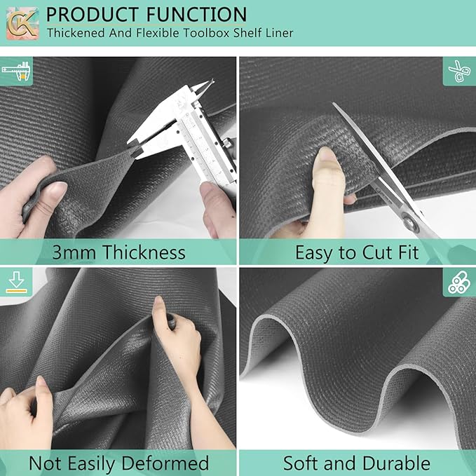 Foam Toolbox Liner Shelf Liner, Thickened Durable Pad Tool Box Mat for Protecting Your Tools, Work Surfaces, Garage, Chest -Gray 3mm Thickness, 24 inch*24 ft