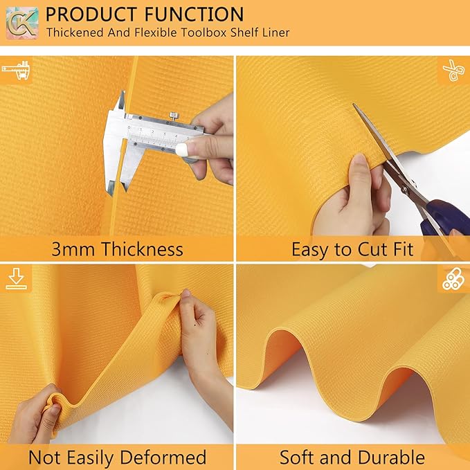 Foam Toolbox Liner Shelf Liner, Thickened Durable Pad Tool Box Mat for Protecting Your Tools, Work Surfaces, Garage, Chest -Orangish 3mm Thickness, 20 inch*24 ft