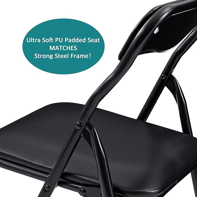 VECELO Kids Folding Activity Table & 4 Padded Chairs Portable Desk & No Assembly Required, 3 Piece Set, Black