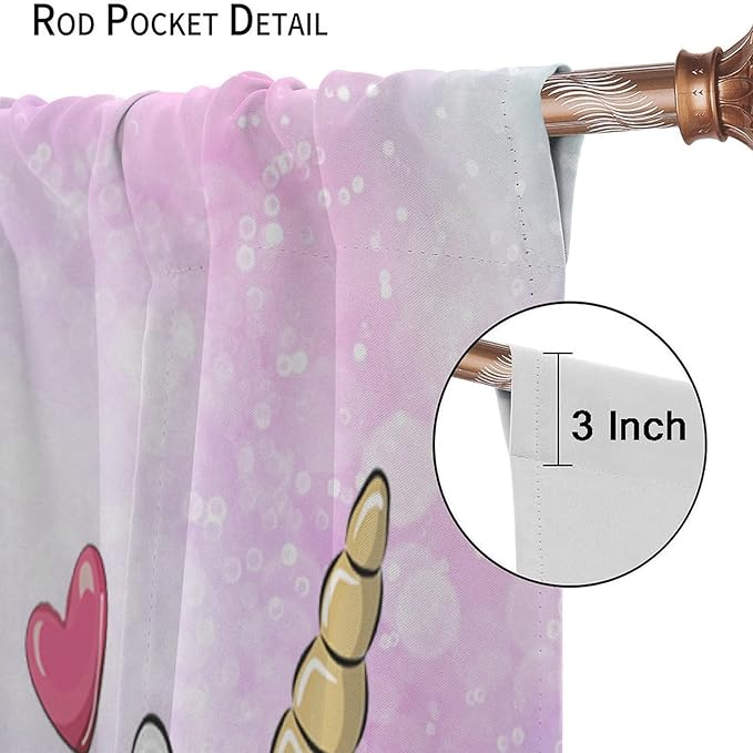 Kids Unicorn Curtains Kids Girls Boys Rainbow Unicorn Pattern Blackout Curtains Bedroom Curtains 42x45 Inches 2 Panels