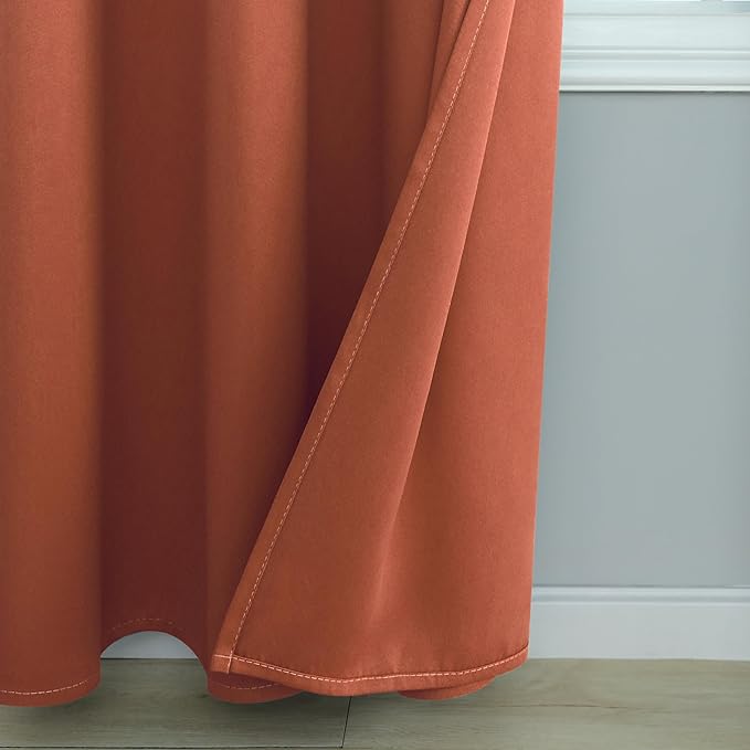 Mrs.Naturall Burnt Orange Curtains 2 Panels,Blackout Autumn Decor Fall Curtains for Living Room Bedroom Kitchen Dining Room 63 Inch Length