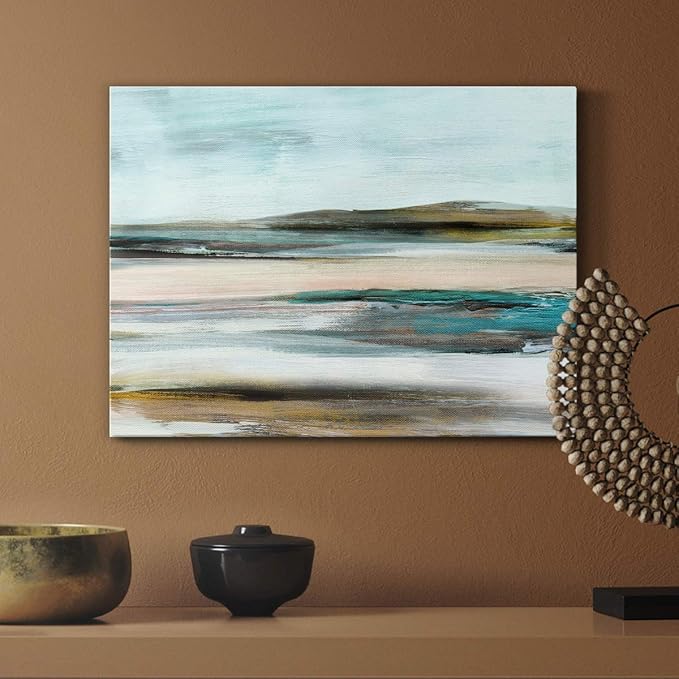 Renditions Gallery Canvas Nature Wall Art Modern Paintings & Prints Decorations Blurred Sandy Beach Abstract Vibrant Coastal Wall Hanging Artwork for Bedroom Office Kitchen - 8"x12" LT33