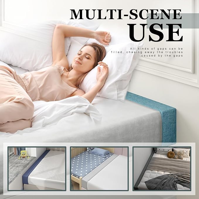 Mattress Extender, Bed Gap/Space Filler, Headboard Pillow Between Headboard and Mattress or Wall, High-Density Foam with Removable Cover(Light Grey-Queen-60 * 6 * 8in)