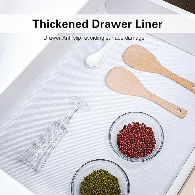 Shelf and Drawer Liner for Kitchen Cabinet,18 in x 20 FT Non-Adhesive Cabinet Liners for Shelves Non-Slip Waterproof Kitchen Drawer Liners Contact Paper Shelf Paper with Knife and Tape Measure