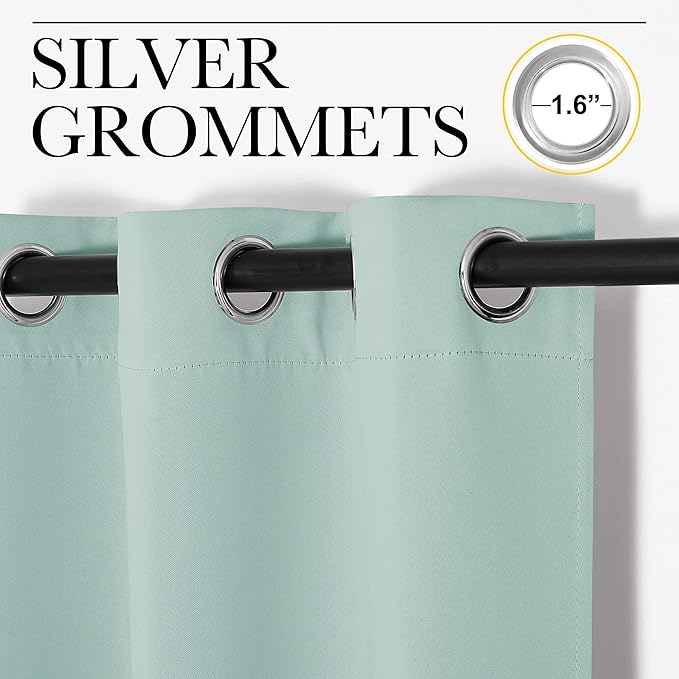 NICETOWN Window Curtain Panels, Thermal Insulated Solid Grommet Blackout Draperies/Drapes for Loft, Dorm (Aqua, One Pair, 34 by 54-inch)