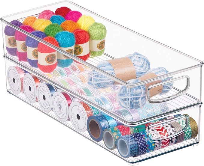 iDesign BPA-Free Plastic Pantry and Kitchen Storage, Freezer and Fridge Organizer Bin with Easy Grip Handles – 16" x 6" x 3", Clear