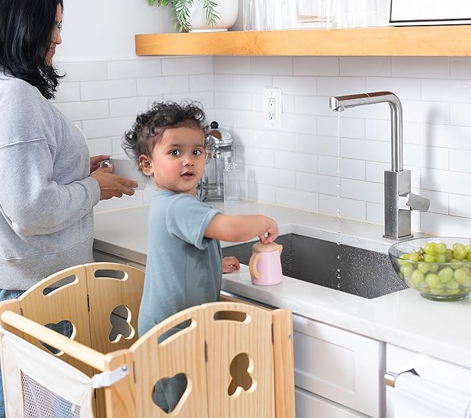Avenlur Laurel - 4 in 1 Foldable Kitchen Tower - Step Stool for Toddlers - Ideal for Kitchen, Living Room, Playroom, and More - with Integrated Chalkboard - Children Kitchen Stool