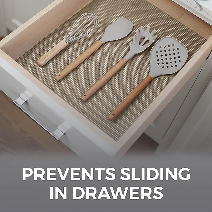 HOME GENIE Drawer Shelf and Cabinet Liner, Durable with Strong Grip, 20 Inch x 20 FT, Non Adhesive Liners Protect Kitchen Cabinets and Cupboard, Bathroom Drawers and Shelves, Desks, Light Taupe