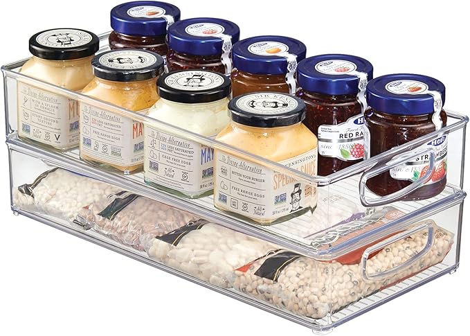 iDesign BPA-Free Plastic Pantry and Kitchen Storage, Freezer and Fridge Organizer Bin with Easy Grip Handles – 16” x 8” x 3”, Clear