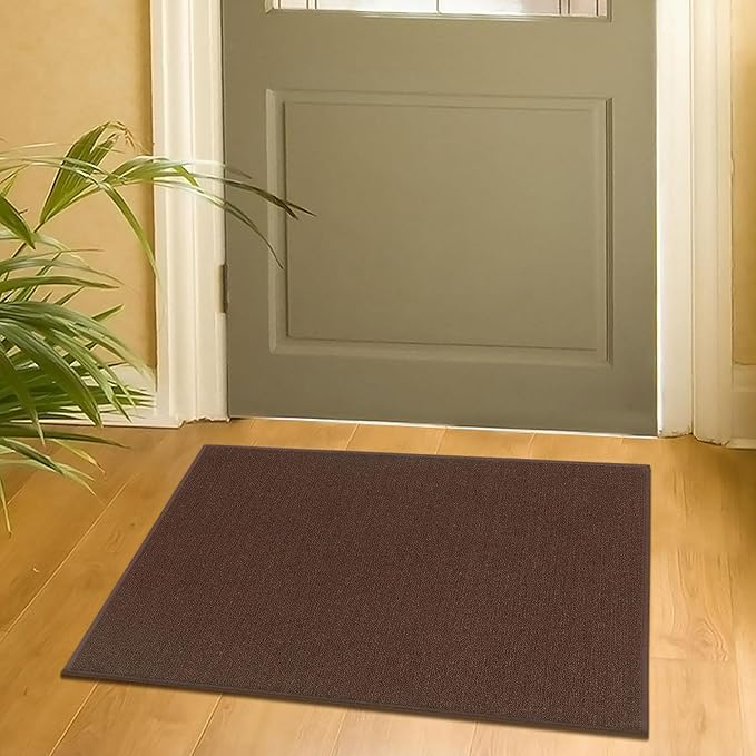 Machine Washable Modern Solid Design Non-Slip Rubberback 2x3 Traditional Area Rug for Entryway, Bedroom, Kitchen, Bathroom, 2'3" x 3', Brown