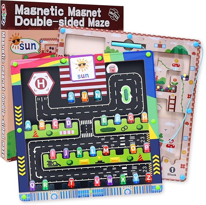 Magnetic Color and Number Maze, Magnetic Alphabet Maze, Magnet Maze Board,Montessori Toys for 3 Year Old,Fine Motor Skills Toys for Toddlers Kids Boys Girls 3 4 5 Years Old Gift (Light Green)