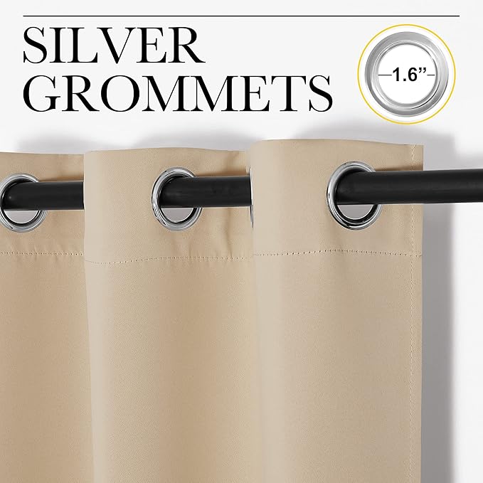 NICETOWN Room Darkening Curtain Panels for Living Room, Thermal Insulated Grommet Room Darkening Draperies/Drapes for Window (Biscotti Beige, 2 Panels, W29 x L45 -Inch)