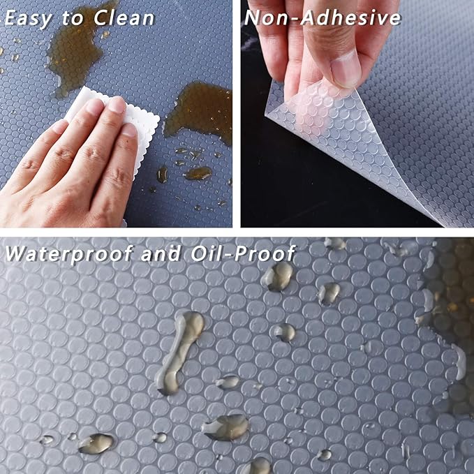 HooTown Refrigerator, Fridge Shelf Liners and Drawer Mats 11.8 Inch Wide x 19.6 Feet Long, Non Adhesive EVA Plastic Washable Waterproof Pads for Kitchen Cabinet, Pantry Closet, Cupboard, Transparent