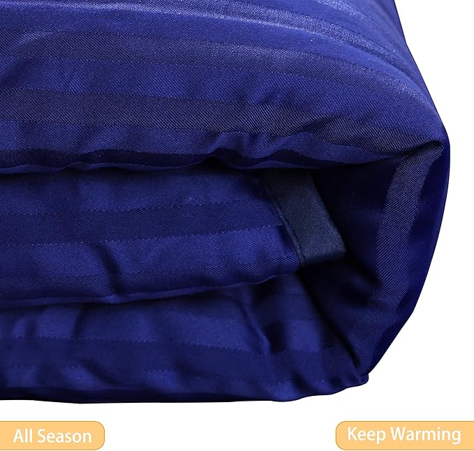 Toddler Bedding Set - 4 Piece Soft Crib Bedding Set for Boys, Includes Toddler Comforter, Flat Sheet, Fitted Sheet and Pillowcase, Blue Stripe