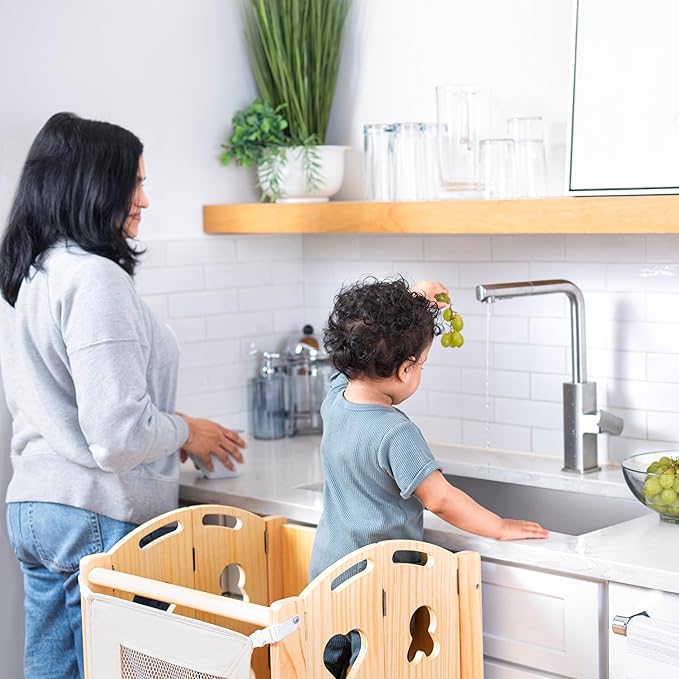 Avenlur Laurel - 4 in 1 Foldable Kitchen Tower - Step Stool for Toddlers - Ideal for Kitchen, Living Room, Playroom, and More - with Integrated Chalkboard - Children Kitchen Stool