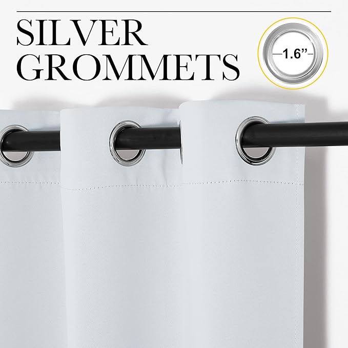 NICETOWN Room Darkening Long Curtains - Window Treatment Thermal Insulated Grommet Long Drapes for Living Room (2 Panels, 42 by 90, Greyish White)