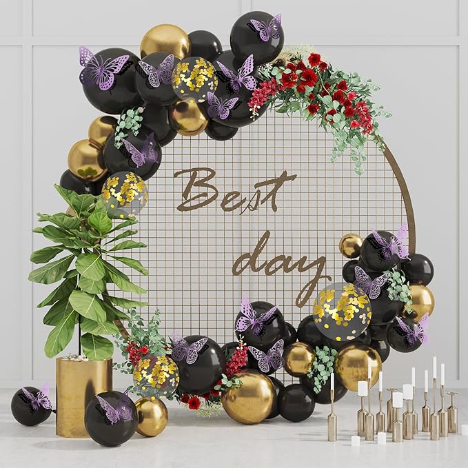 SAOROPEB 3D Butterfly Wall Decor 48 Pcs 4 Styles 3 Sizes, Butterfly Decorations for Butterfly Birthday Decorations Butterfly Party Decorations Cake Decorations, Removable Stickers (Lavender)