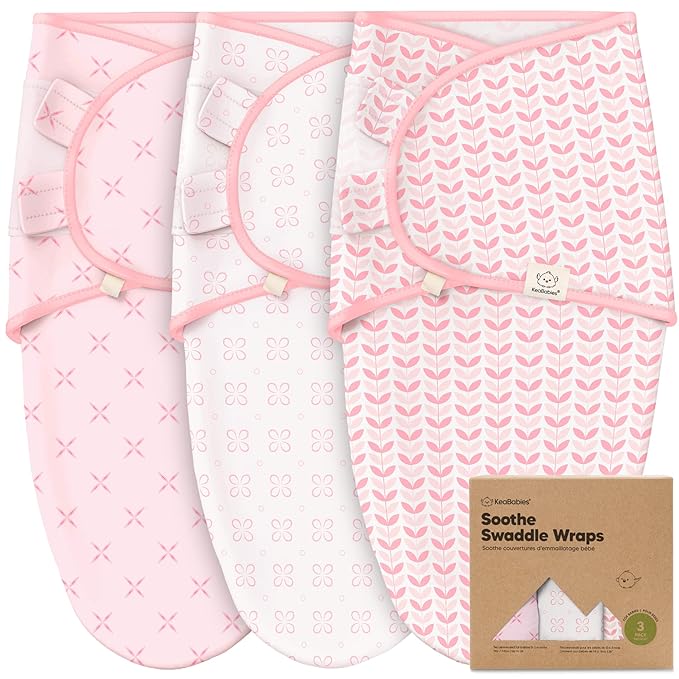 3-Pack Organic Baby Swaddle Sleep Sacks - Newborn Swaddle Sack, Ergonomic Baby Swaddles 0-3 Months, Swaddles for Newborns, Baby Sleep Sack, Baby Swaddle Blanket Wrap,Baby Essentials(Blossom)