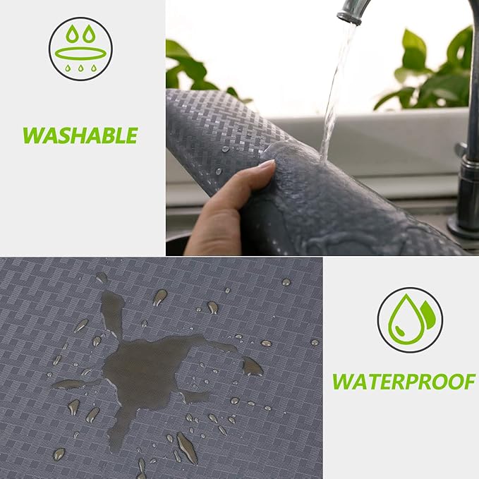 HooTown Shelf Liner Kitchen Cabinet Drawer Mats 23.6 Inch Wide x 78.7 Inch Long, Non Slip EVA Plastic Water Resistant Pad for Bathroom Drawers,Shoe Shelves, Under Sink, Gray