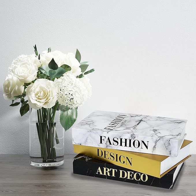 Neutral Home Books Decor Display for Living Room and Office Fashion Decorative Book,Hardcover Fake Decorative Books for Coffee Tables and Shelves(gold)