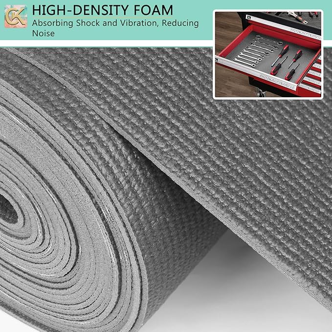 Foam Toolbox Liner Shelf Liner, Thickened Durable Pad Tool Box Mat for Protecting Your Tools, Work Surfaces, Garage, Chest -Gray 3mm Thickness, 24 inch*24 ft