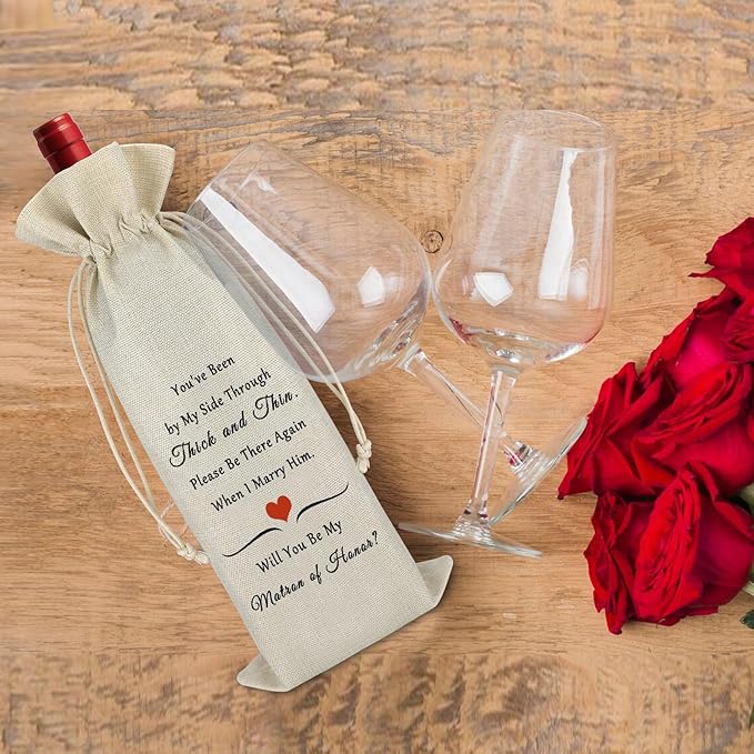 Matron of Honor Gift Bridesmaid Gift Wine Bag Bridesmaid Proposal Gifts for Friends from Bride Wedding Day Gift for Sister Bridesmaid Reusable Wine Wrap Bag Engagement Wedding Gift Valentin Gift